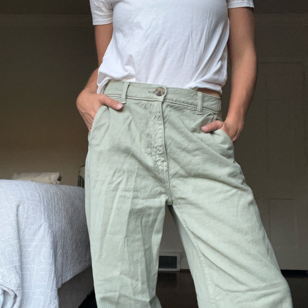 Zara Casual Light Green Pants